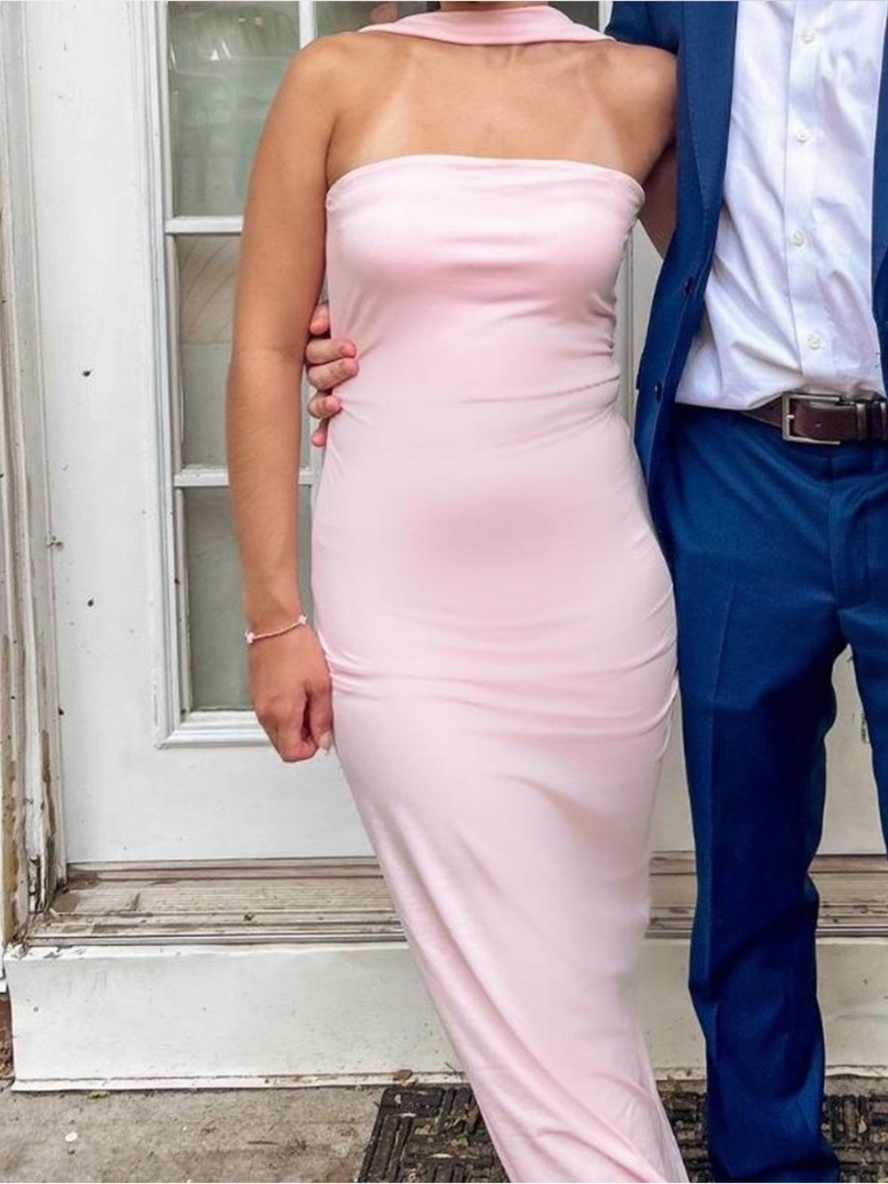 SHEIN Strapless Light Pink Bodycon Maxi Dress